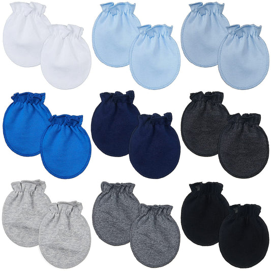 9 Pairs Newborn Baby Boys Girls Mittens 0-6 Months Infant Toddler Mittens No Scratch Solid Color Gloves Style 3