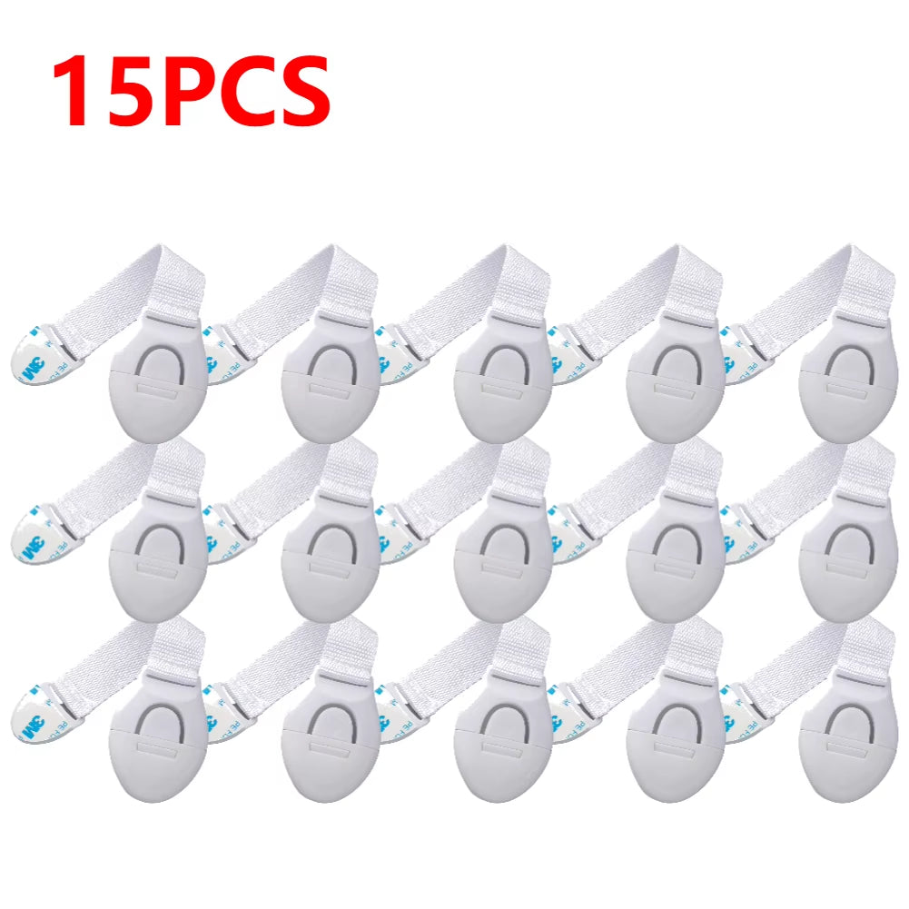 1-15Pcs White Kids Safety Cabinet Lock Baby Proof Security Protector Drawer Door Cabinet Lock Plastic Protection Door Lock