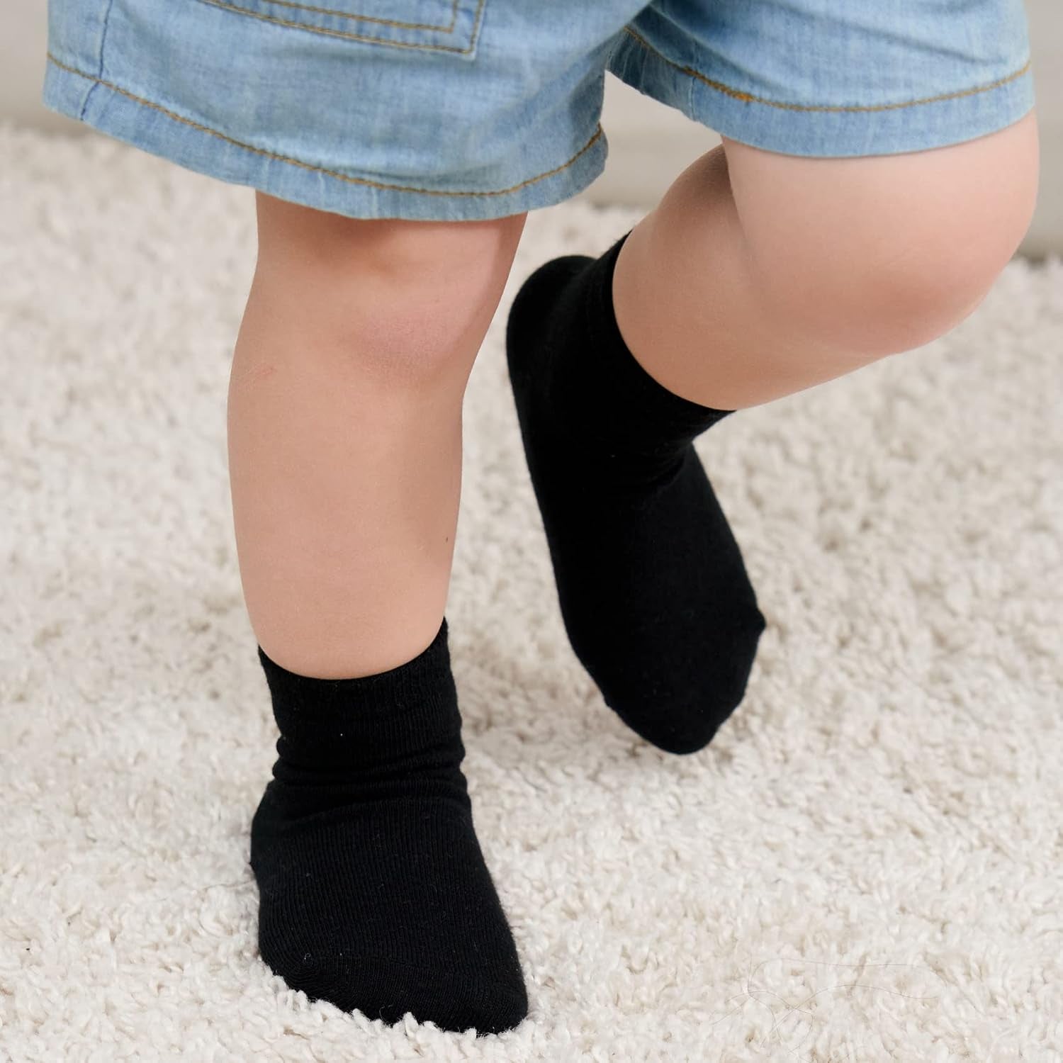 Grip Crew Socks with Non Slip/Anti Skid Soles for Baby Infants Toddlers Kids Boys Girls