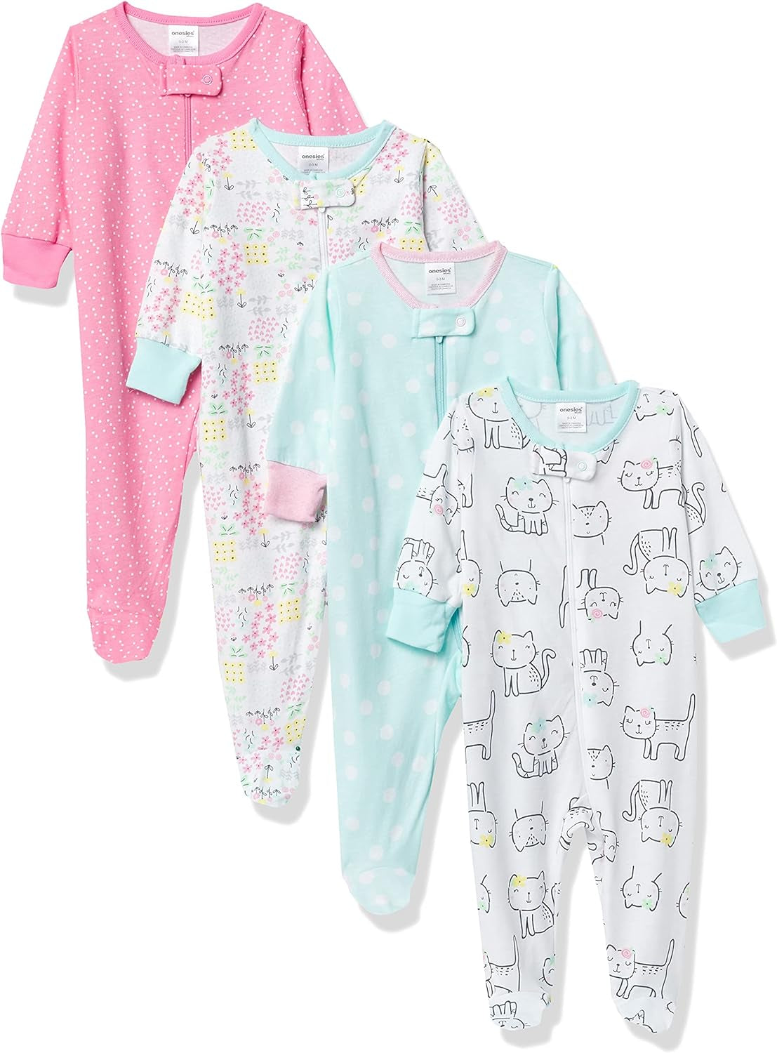 Baby-Girls 4-Pack Sleep 'N Play Footies Multi Pack