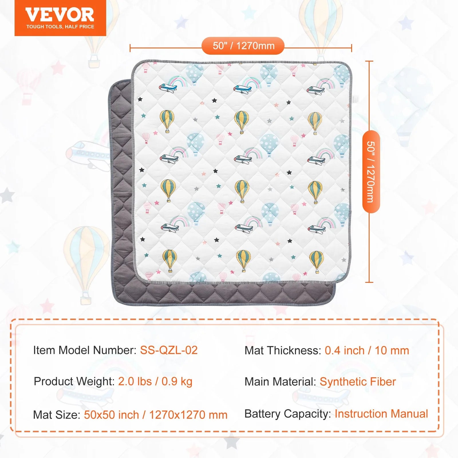 VEVOR 50X50 Baby Play Mat Kids Crawling Soft Floor Playmat Infant Activity Mat