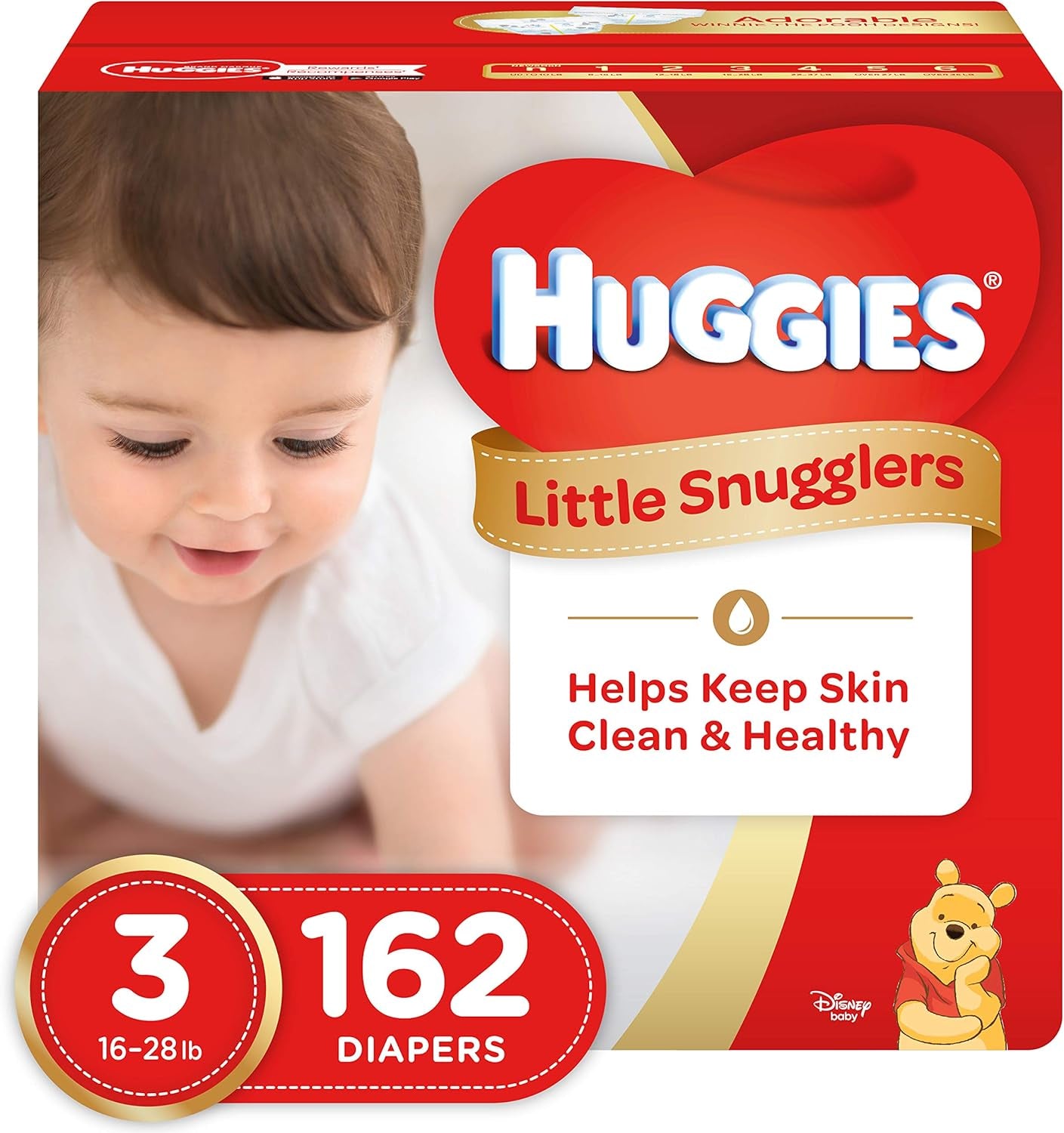 Size 3 Diapers, Little Snugglers Baby Diapers, Size 3 (16-28 Lbs), 156 Ct (6 Packs of 26)