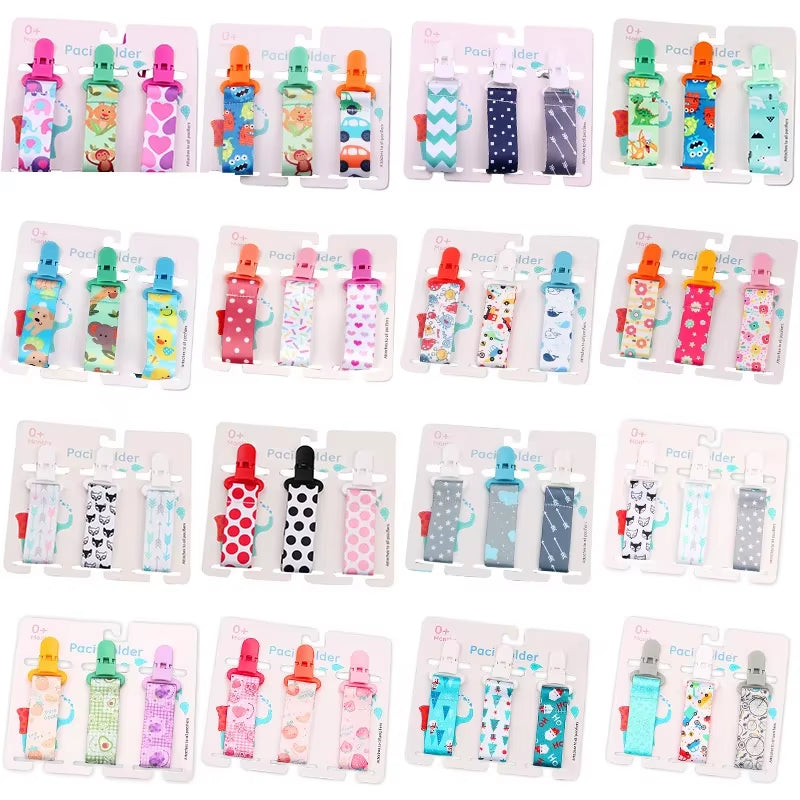 3Pcs/Set Baby Pacifier Clip Pacifier Chain Dummy Clip Nipple Holder for Baby Cartoon Print Child Pacifier Clips Soother Holder