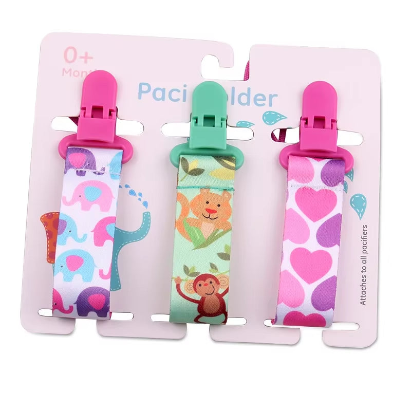 3Pcs/Set Baby Pacifier Clip Pacifier Chain Dummy Clip Nipple Holder for Baby Cartoon Print Child Pacifier Clips Soother Holder