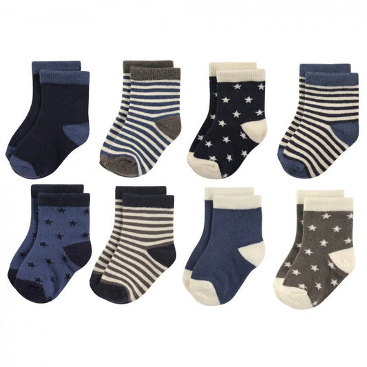 Infant Boy Cotton Rich Newborn and Terry Socks, Stars, 2T-4T