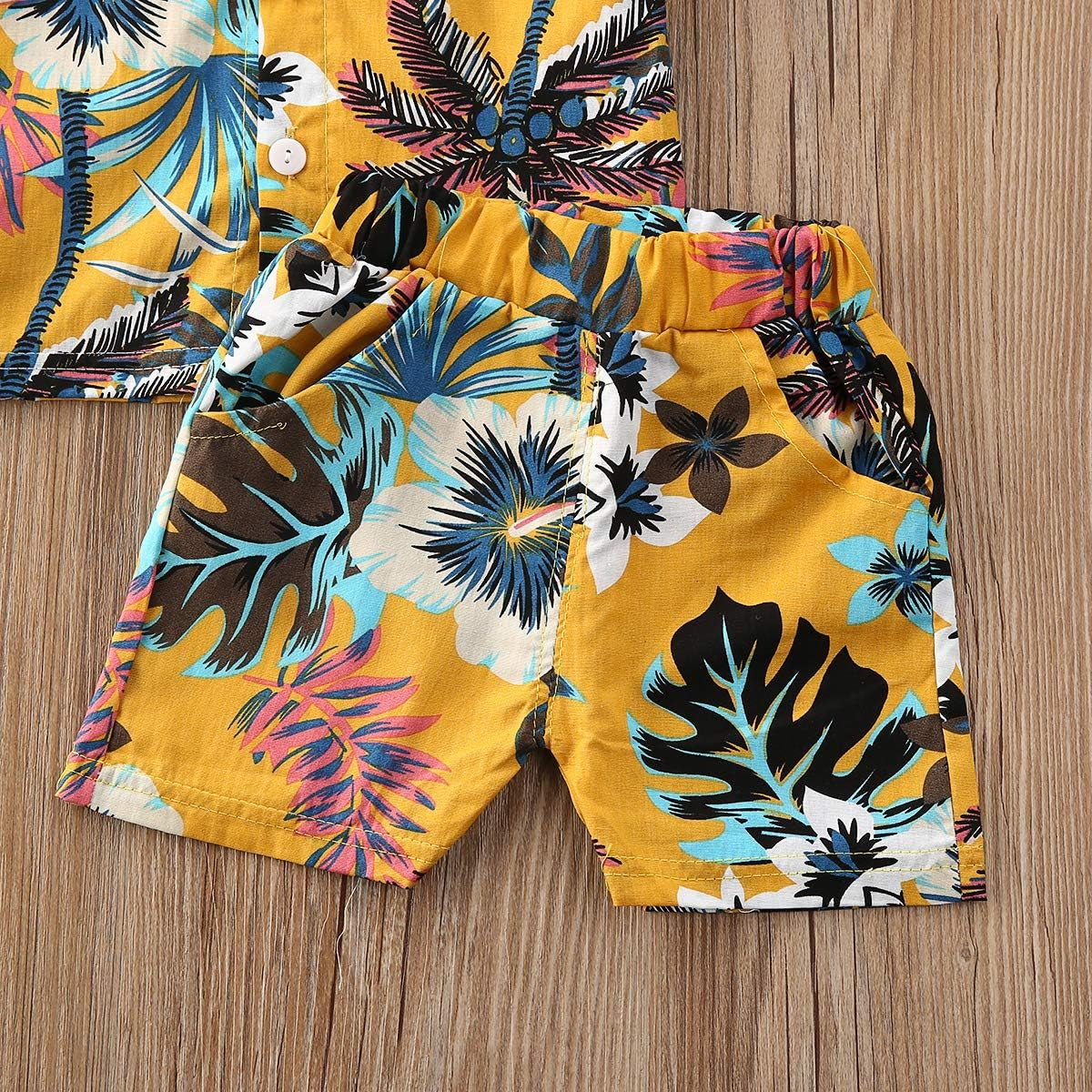 Toddler Baby Boys Summer Shorts Set Floral Outfits Button down Shirt Top Bermuda Shorts Hawaiian Clothes 2 PCS