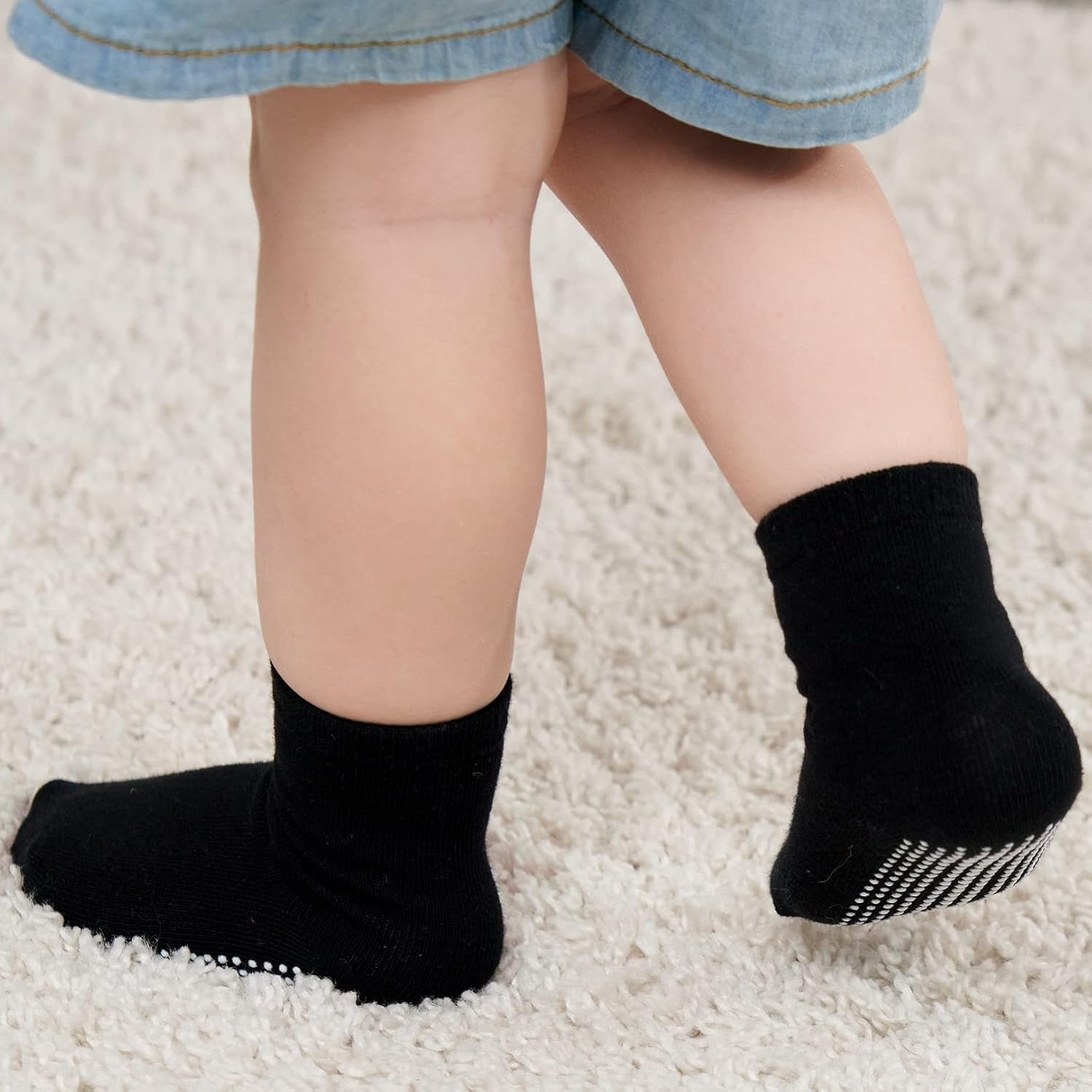 Grip Crew Socks with Non Slip/Anti Skid Soles for Baby Infants Toddlers Kids Boys Girls