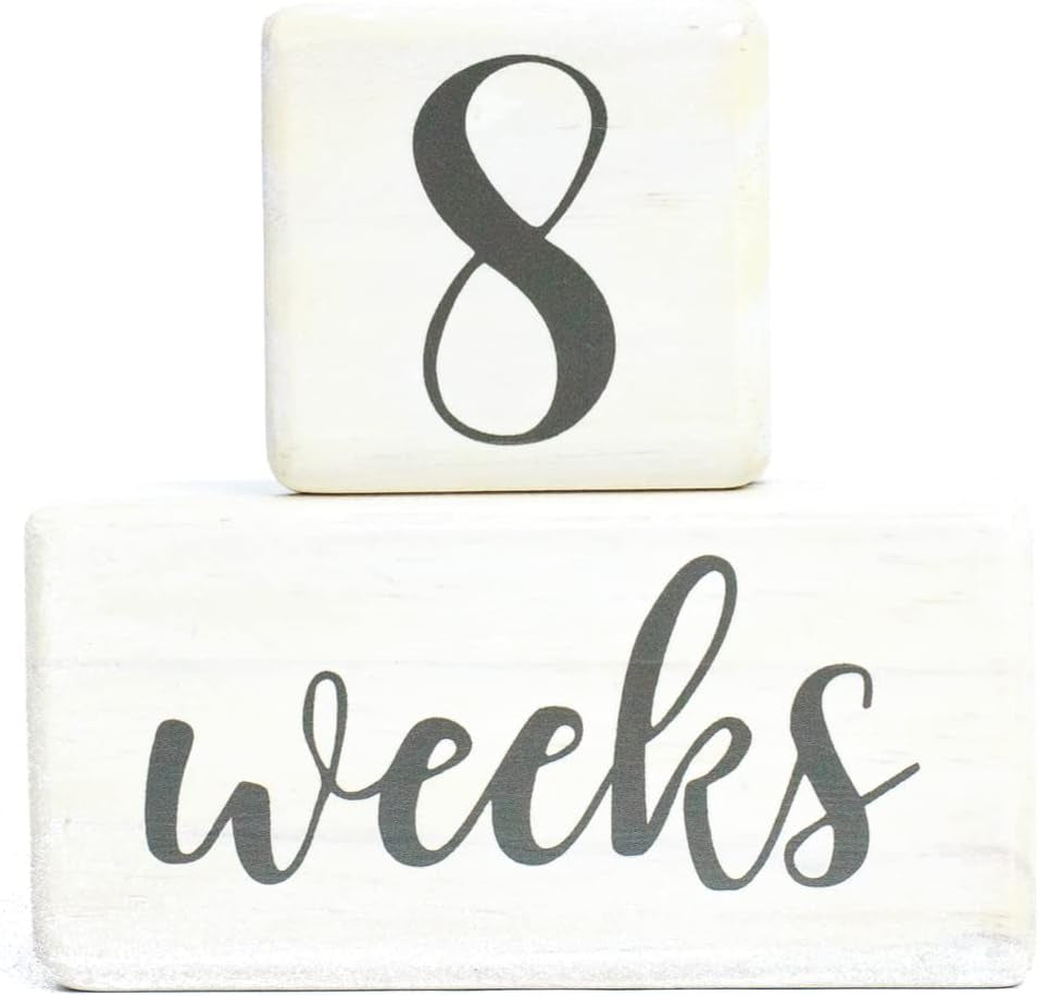 Premium Solid Wood Baby Milestone Age Blocks + Gift Box | Soft White Stained Natural Pine | Weeks Months Years Grade Newborn Photo Props | Perfect Pregnancy Gift and Keepsake, Month Photos