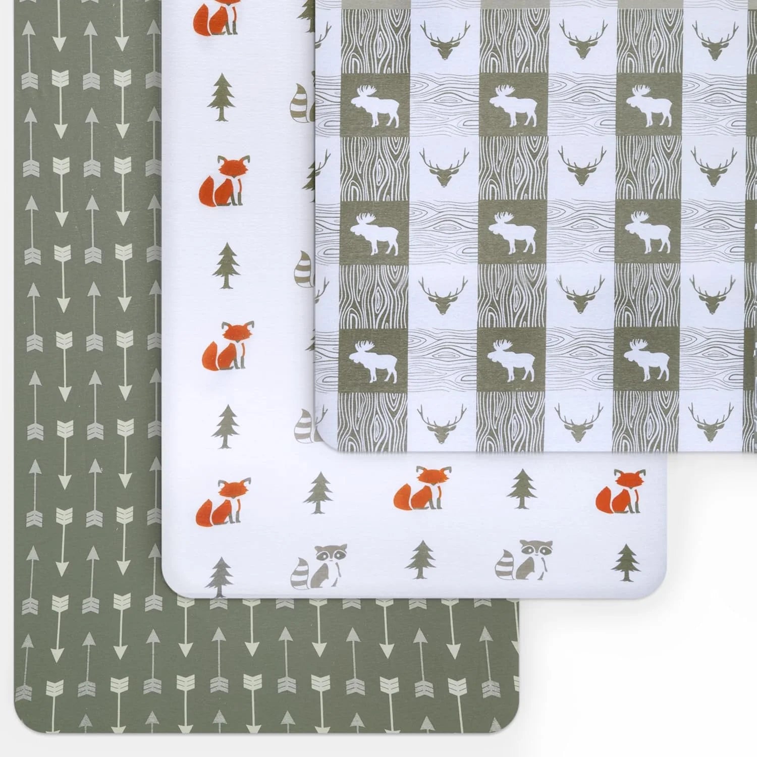 Forest Crib Sheets 3 Pack | Soft Crib Sheets for Boys and Girls | Crib Sheets Neutral Grey | Stretchy Forest Crib Sheet - Nicely Fit Crib Mattress Sheet (Forest Fun)