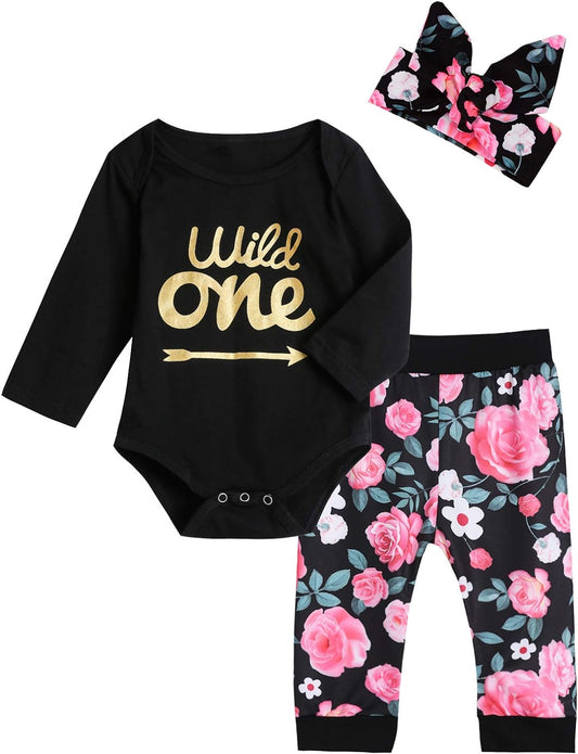 Baby Girl First Birthday Outfit 1St Birthday Girl Wild One Clothes Set