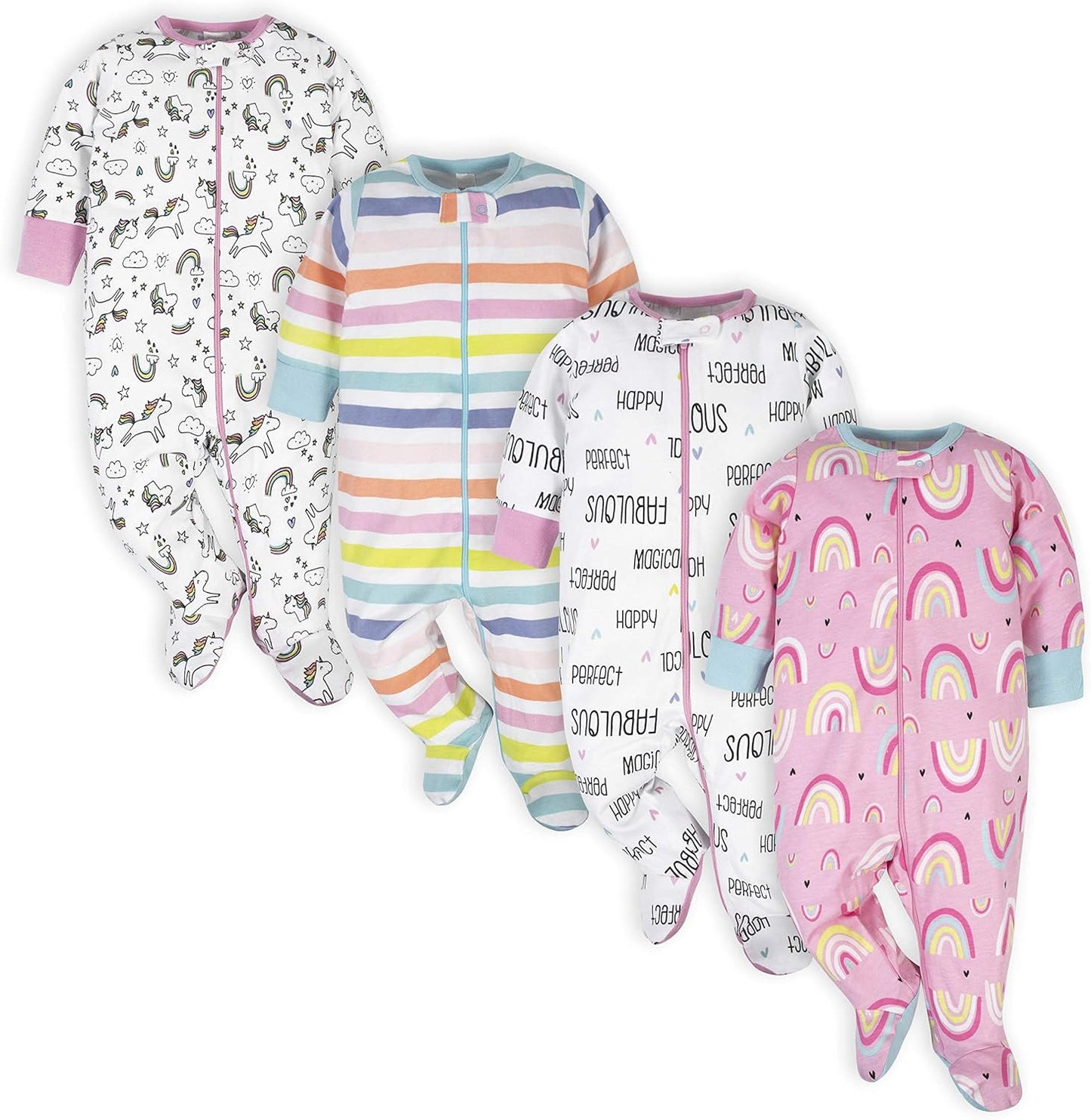 Baby-Girls 4-Pack Sleep 'N Play Footies Multi Pack