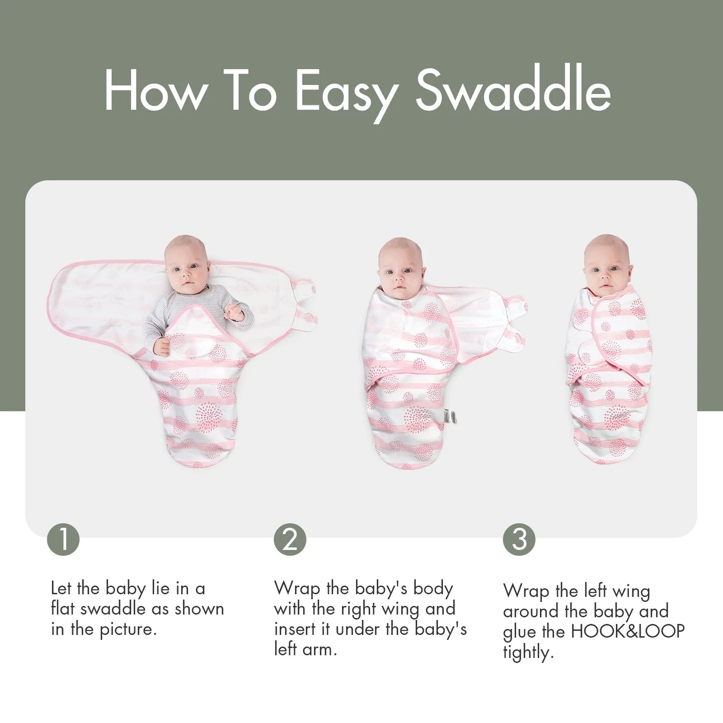 Swaddle Blankets for Baby Boy Girl, 0-3 Months Infant Swaddling Sleep Sack, 3 Pack Wrap Set, Newborn Adjustable Swaddle, Pink Flower