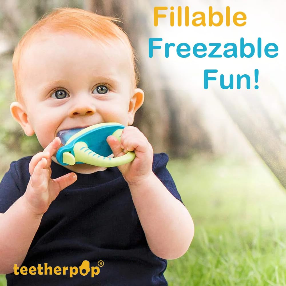 Fillable Silicone Teether for Babies – Cooling Teething Relief - Breastmilk Popsicle Molds for Teething with Spill-Proof Sippy Slits – Pureed Baby Fruit Feeder (Pinklimon & Fuchsia)