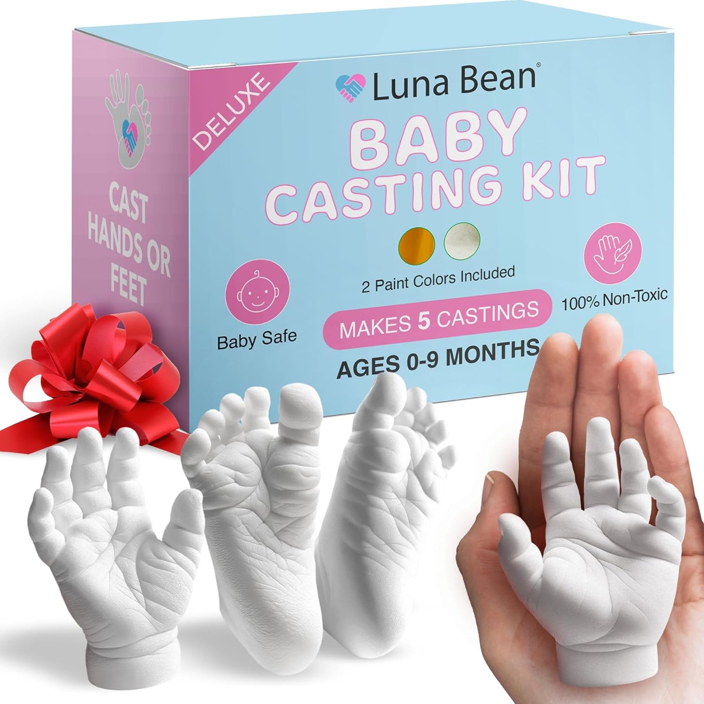 Deluxe Baby Hand & Footprint Kit - Newborn Essential Must Haves for Boys Girls, Gifts for New Moms Infant Hand Foot Molding Casting Kit Baby Shower Registry Items Custom Keepsake Stuff