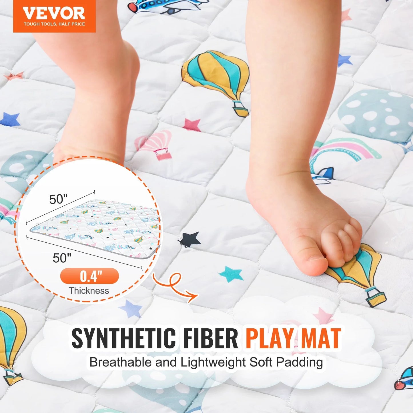 VEVOR 50X50 Baby Play Mat Kids Crawling Soft Floor Playmat Infant Activity Mat