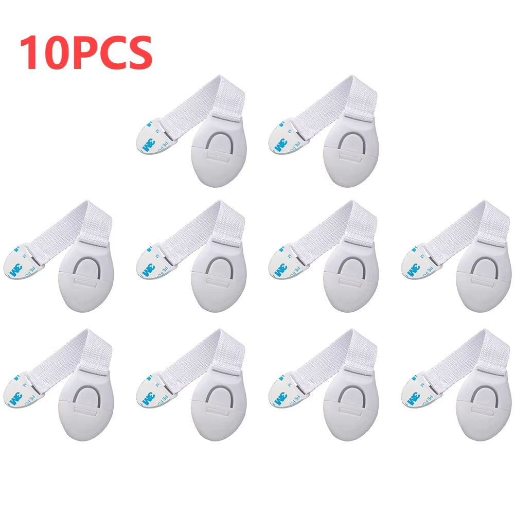 1-15Pcs White Kids Safety Cabinet Lock Baby Proof Security Protector Drawer Door Cabinet Lock Plastic Protection Door Lock