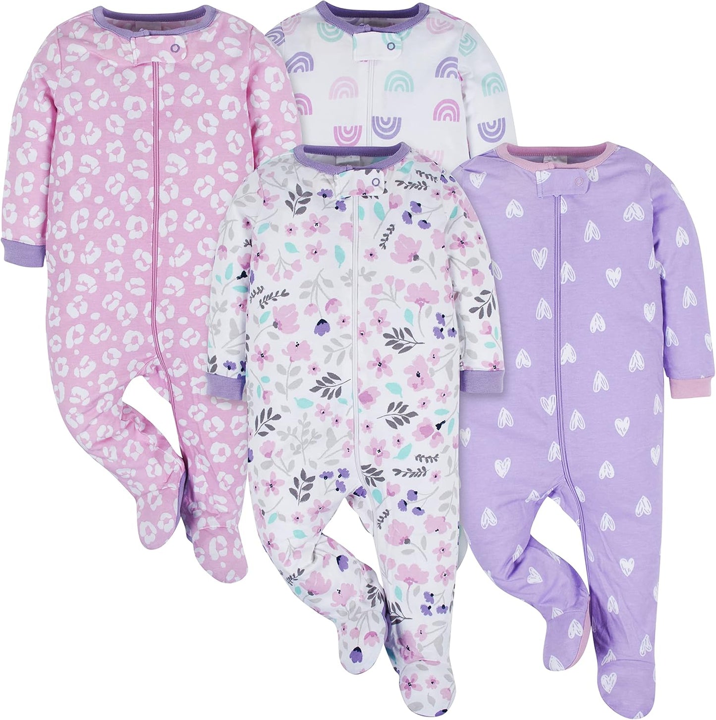 Baby-Girls 4-Pack Sleep 'N Play Footies Multi Pack