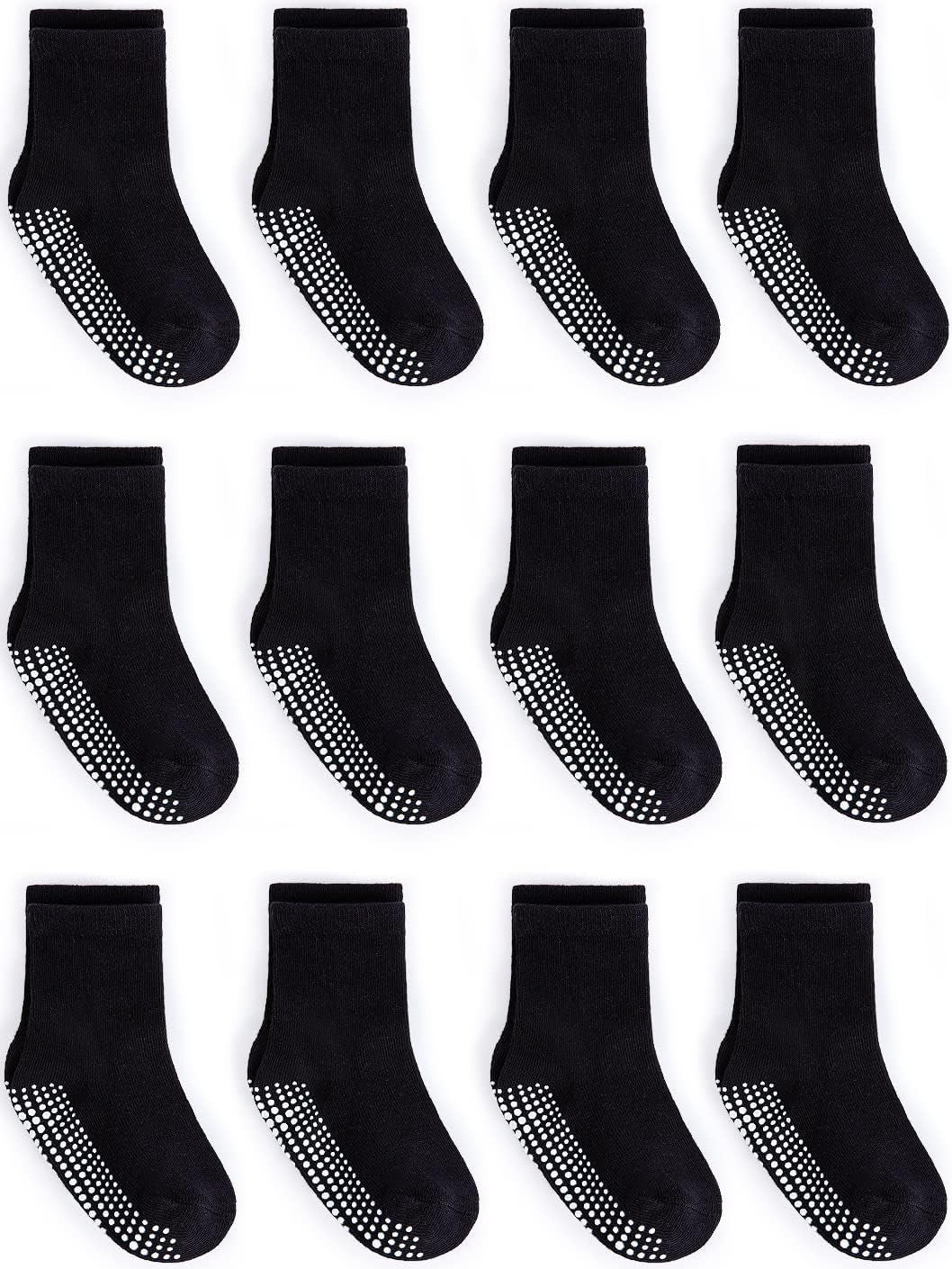 Grip Crew Socks with Non Slip/Anti Skid Soles for Baby Infants Toddlers Kids Boys Girls