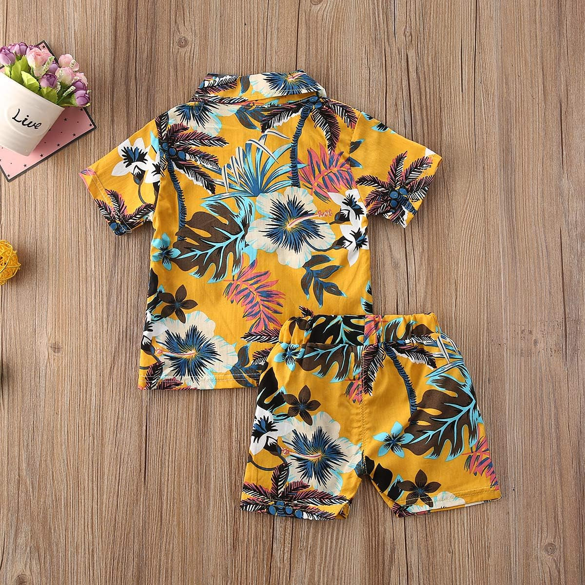 Toddler Baby Boys Summer Shorts Set Floral Outfits Button down Shirt Top Bermuda Shorts Hawaiian Clothes 2 PCS