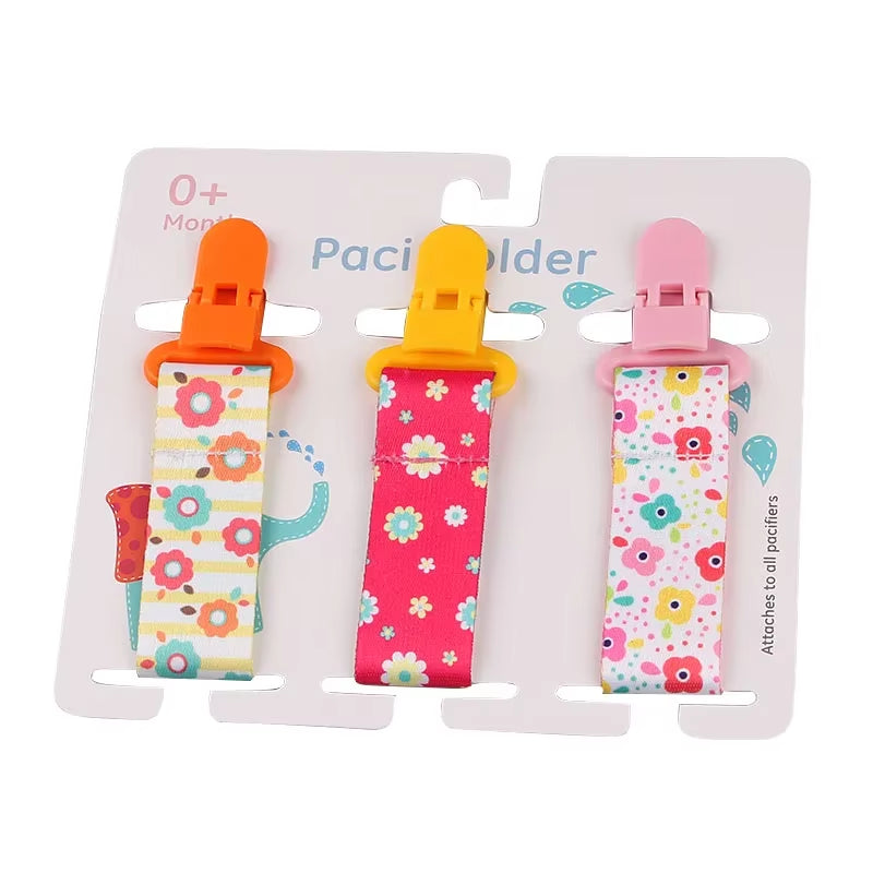 3Pcs/Set Baby Pacifier Clip Pacifier Chain Dummy Clip Nipple Holder for Baby Cartoon Print Child Pacifier Clips Soother Holder