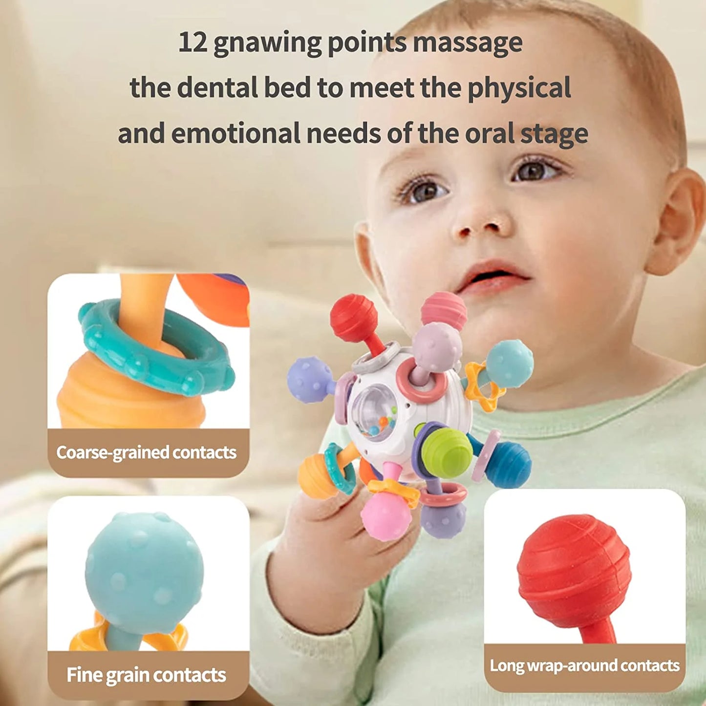 Baby Toys 0 3 6 9 12 18 Months, Infant Teething Relief, Montessori Toys for 1 Year Old,Toddler Ball Travel Toy for 1 2 One Year Old