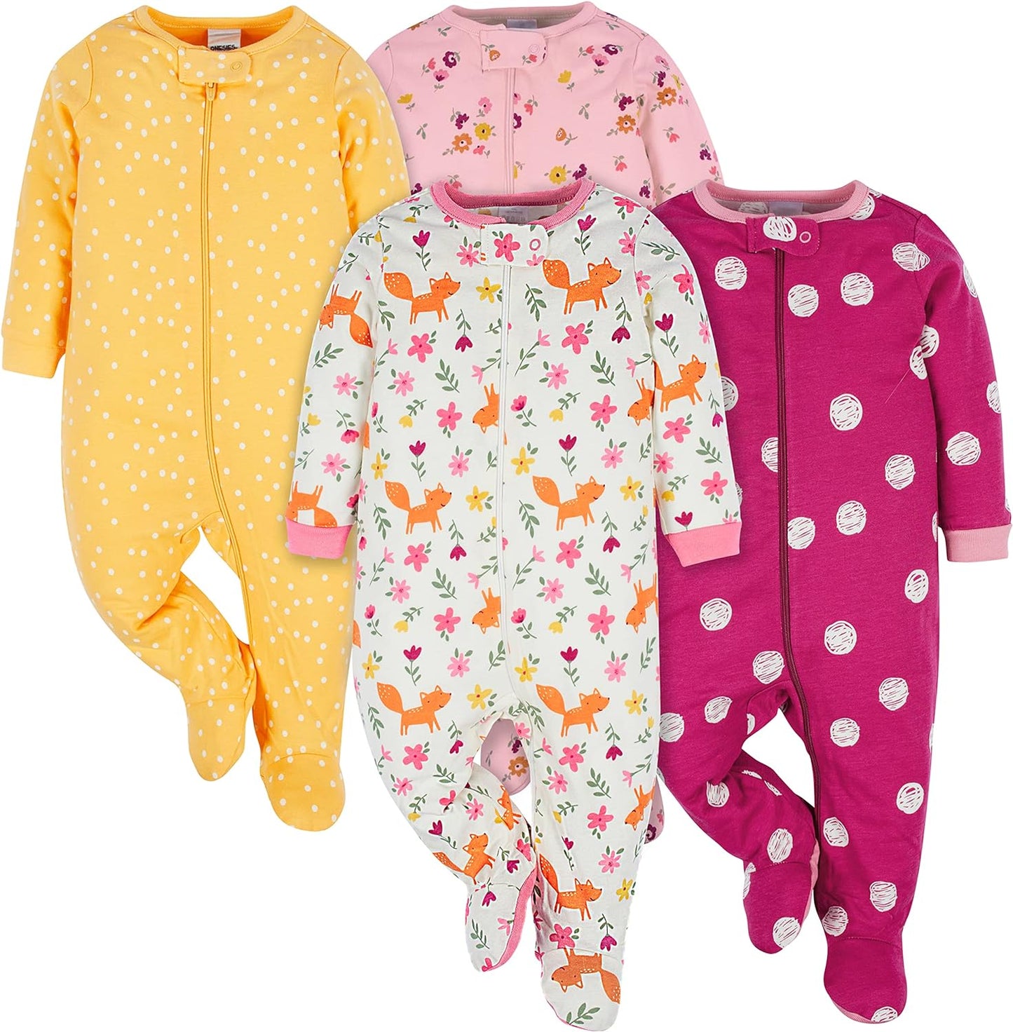 Baby-Girls 4-Pack Sleep 'N Play Footies Multi Pack