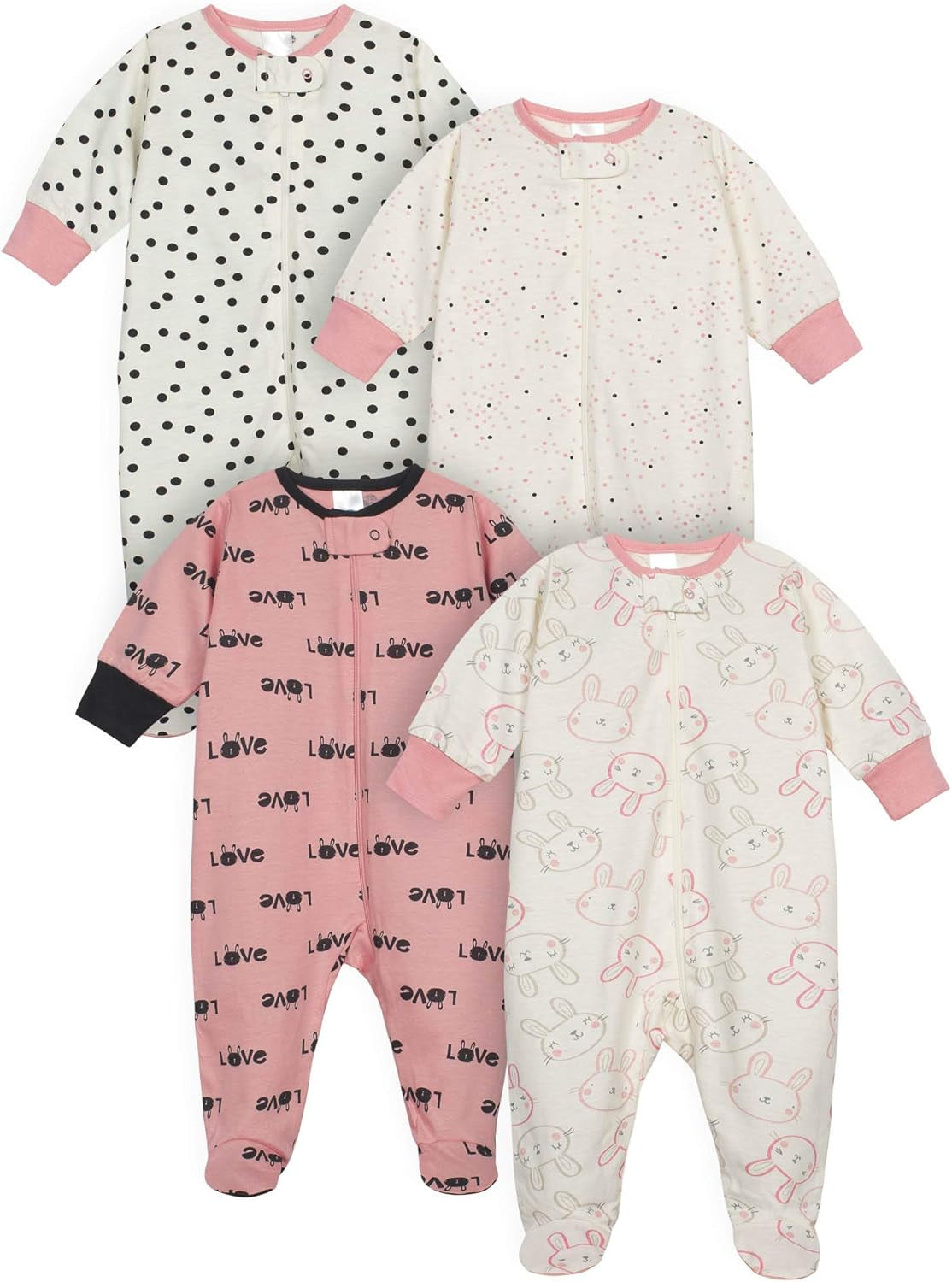 Baby-Girls 4-Pack Sleep 'N Play Footies Multi Pack